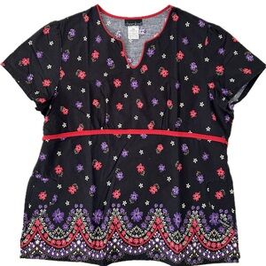 091025 - 100 % Cotton Ultra Stylish Black Baby Doll Tunic Top